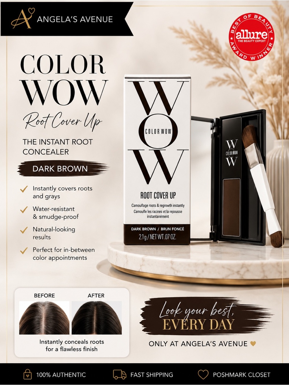 Color 𝐖𝐎𝐖 Root Cover Up Dark Brown powder